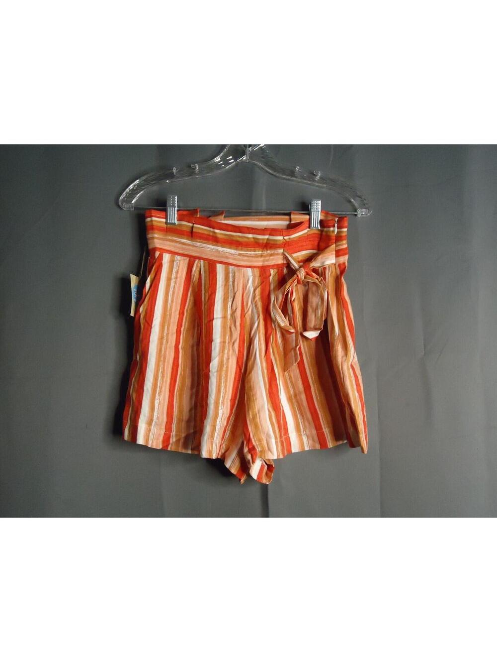 Forever 21 Woven Red Sahara Collection Shorts w/ Belt Red Taupe Stripe Size Sm - Picture 10 of 10